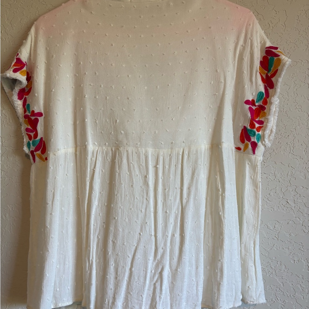 Impressions White Blouse with Multicolor Embroidery - Picture 2 of 5